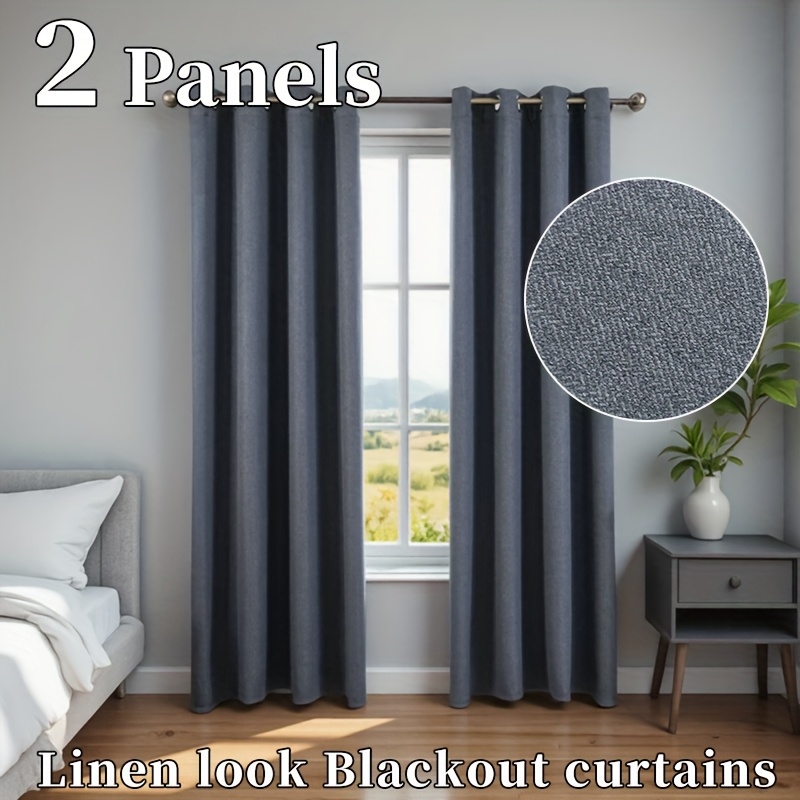 2pcs set of and textured thick blackout curtains with perforated hanging   for thermal insulation noise reduction and obstruction of vision suitable for living rooms bedrooms   s rooms and other rooms