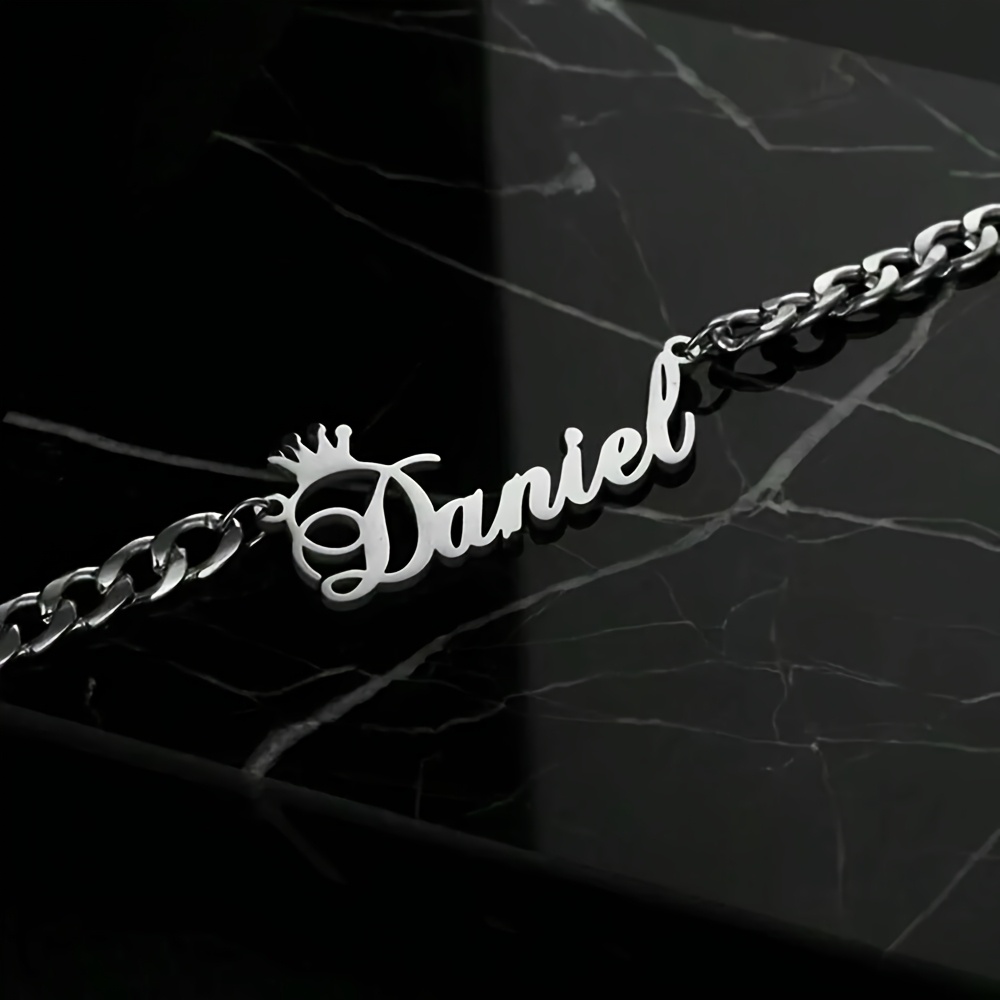 TEMU Collar con colgante de y corona minimalista personalizado para hombre, chapado en oro de 18K, personalizable con en inglés, estilo bohemio, para