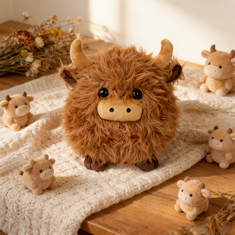 Image of Adorable Plush Toy Simulation Animal Stuffed Toy Highland Cow Soothing Toy Desk Ornaments Home Decor Room Decor Sofa Decor Holiday Gift Birthday Present For