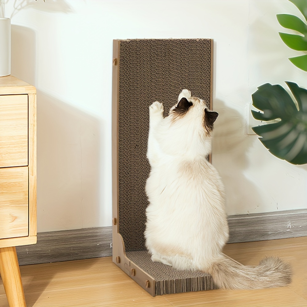 PurrfectPlay Large Scratching Post - Sturdy Durable Cardboard Scratching Pad with Replaceable Cat Claw Scratcher and Stand - Interactive Feline Play and Scratch Toy for Exercise, Relaxation, and Fun