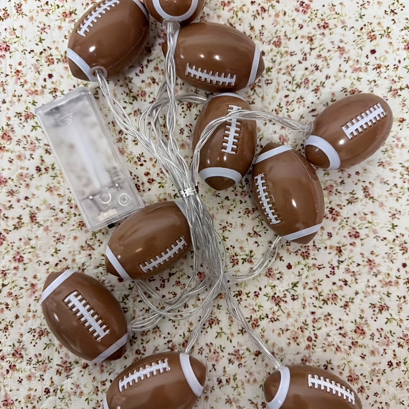 Image of Led String Lights With A Football Theme - -operated, Suitable For Sports Parties, Festivals, And Home Decoration - A For Christmas, Halloween, And Thanksgiving (batteries Not Included)