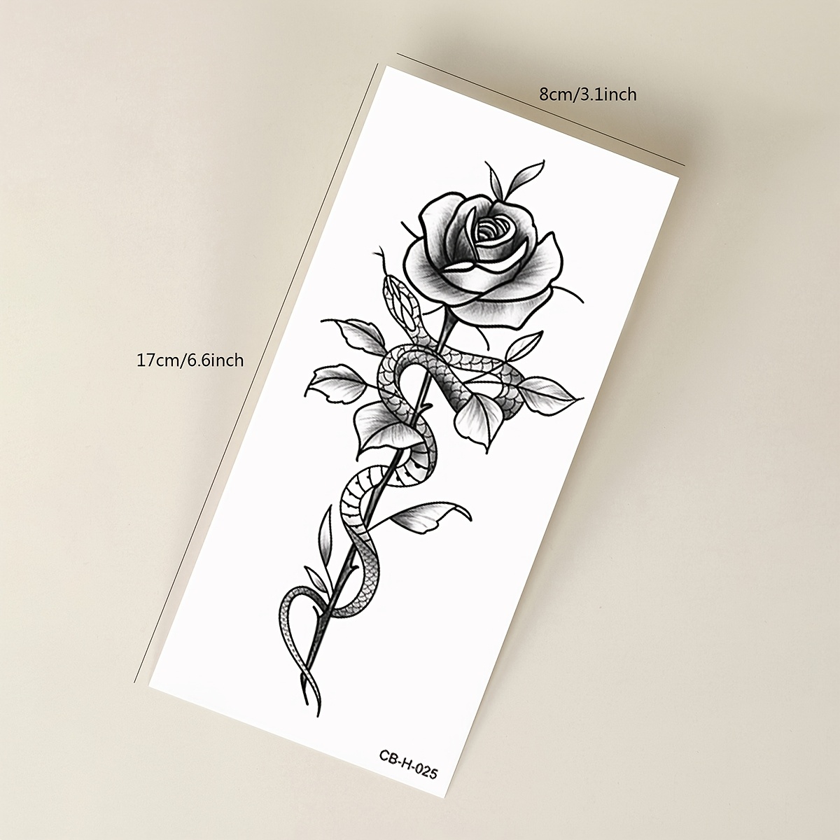 Herbal Juice Semi-permanent Sticker Rose And Snake Pattern Lasting 14 Days Non-fading Non-reflective Arm Wrist Chest Abdomen Back Body Temporary Tattoo Sticker 1pc