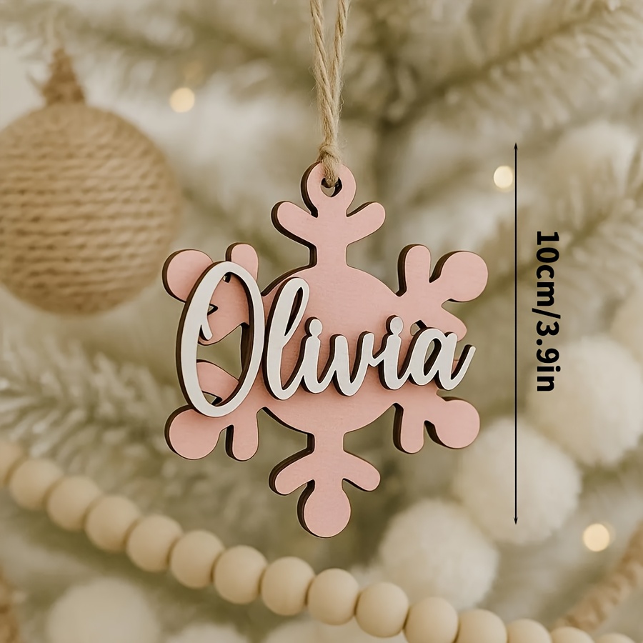 Christmas Reindeer And Snowflake Shaped Wooden Name Home Decoration Ornament, Christmas Holiday Ornament, First Christmas Name Customization, Holiday Decoration Ornament, Christmas Gift For