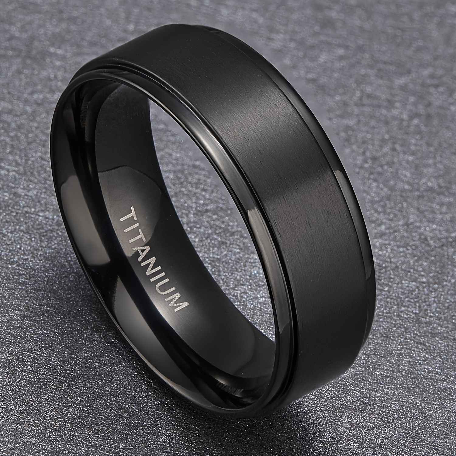 

1pc Men's Titanium Steel Ring, 8mm Black Gold Plated, Non-tarnish, , Gift For Christmas, Mardi Gras, Father's Day