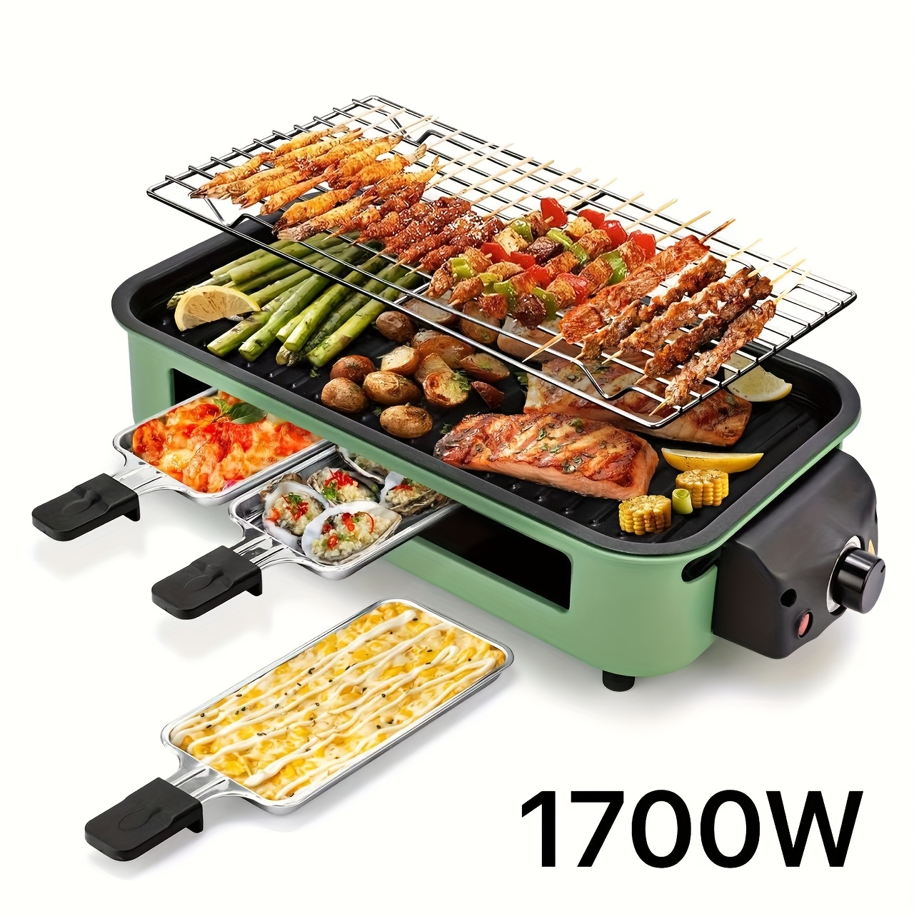 1500W Smokeless Electric Grill with Removable Non-Stick Griddle & Hot Pot - Indoor Portable BBQ Grill with Adjustable Temperature Control, Stainless Steel Construction, Dishwasher Safe - All-in-One Indoor Grill for Searing, Sautéing, Frying - Ideal Gift for Christmas, Housewarming, Birthdays - 201 Stainless Steel, 120V US Plug, Perfect for Small Spaces & Family Cooking, Indoor Grill Portable, Portable Electric Grill, Indoor Grilling, Indoor Grill, Smokeless Indoor Grill, Indoor Grill 7 1500W Smokeless Electric Grill with Removable Non-Stick Griddle & Hot Pot - Indoor Portable BBQ Grill with Adjustable Temperature Control, Stainless Steel Construction, Dishwasher Safe - All-in-One Indoor Grill for Searing, Sautéing, Frying - Ideal Gift for Christmas, Housewarming, Birthdays - 201 Stainless Steel, 120V US Plug, Perfect for Small Spaces & Family Cooking, Indoor Grill Portable, Portable Electric Grill, Indoor Grilling, Indoor Grill, Smokeless Indoor Grill, Indoor Grill - Image 7