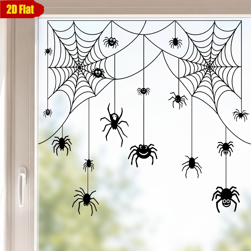 TEMU 2D, 1 pieza de adhesivo 2D para ventana de de Halloween, pegatina de PVC removible para vidrio, múltiples pegatinas decorativas de silueta de