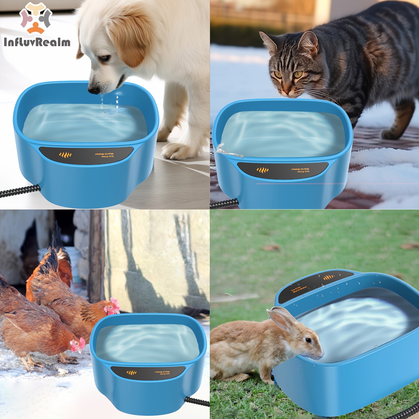 

Water Bowl- Outdoor Dog Bowl 2.5l With Chew Resistant Power Cord, Thermal Provide Water In Winter For , Rabbit, Chicken, Duck (orange)