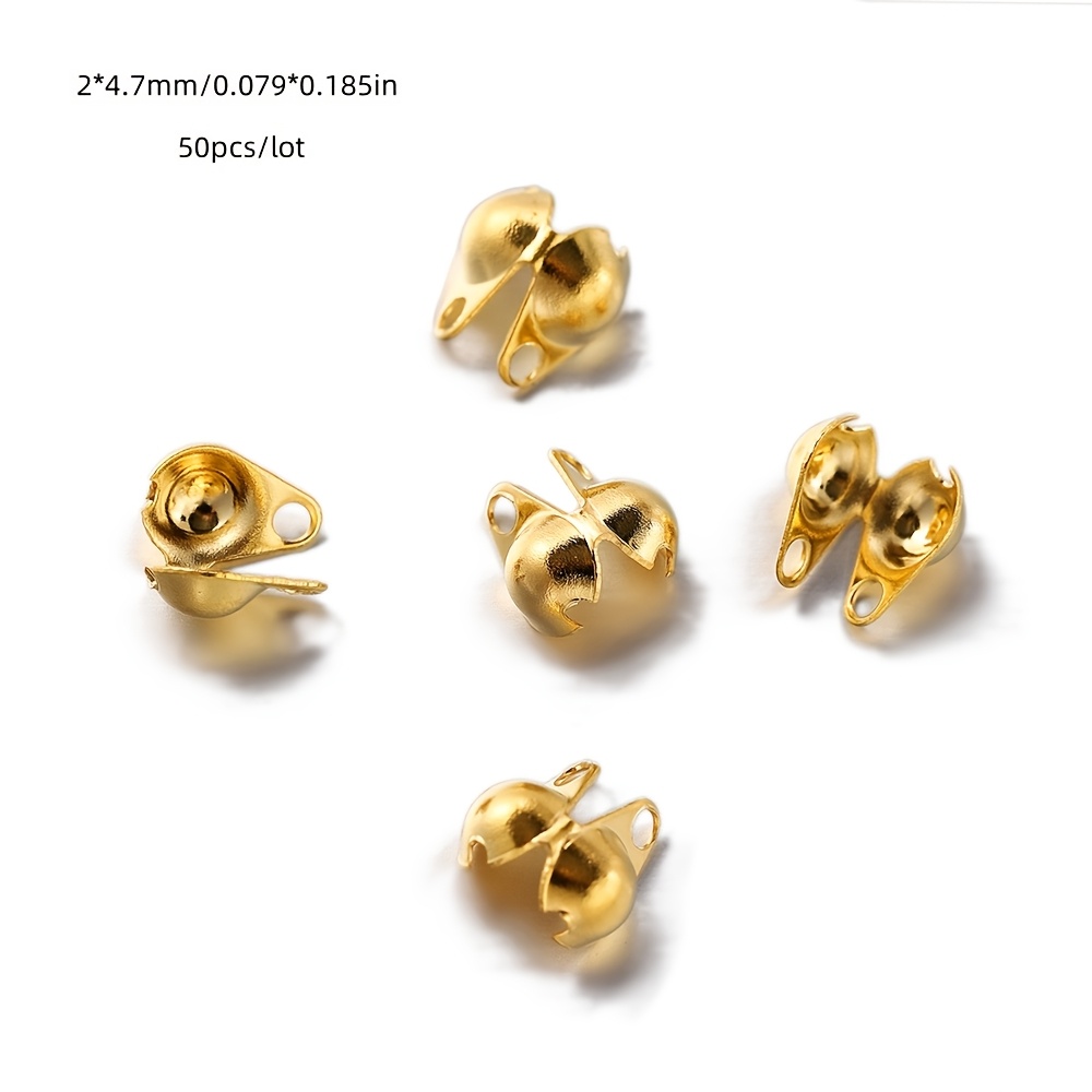 TEMU 50pcs Cierres de Cadena de Bolas de Acero Inoxidable, Conectores de Cuentas de Cubierta de para Hacer Joyería DIY Suministros Accesorios