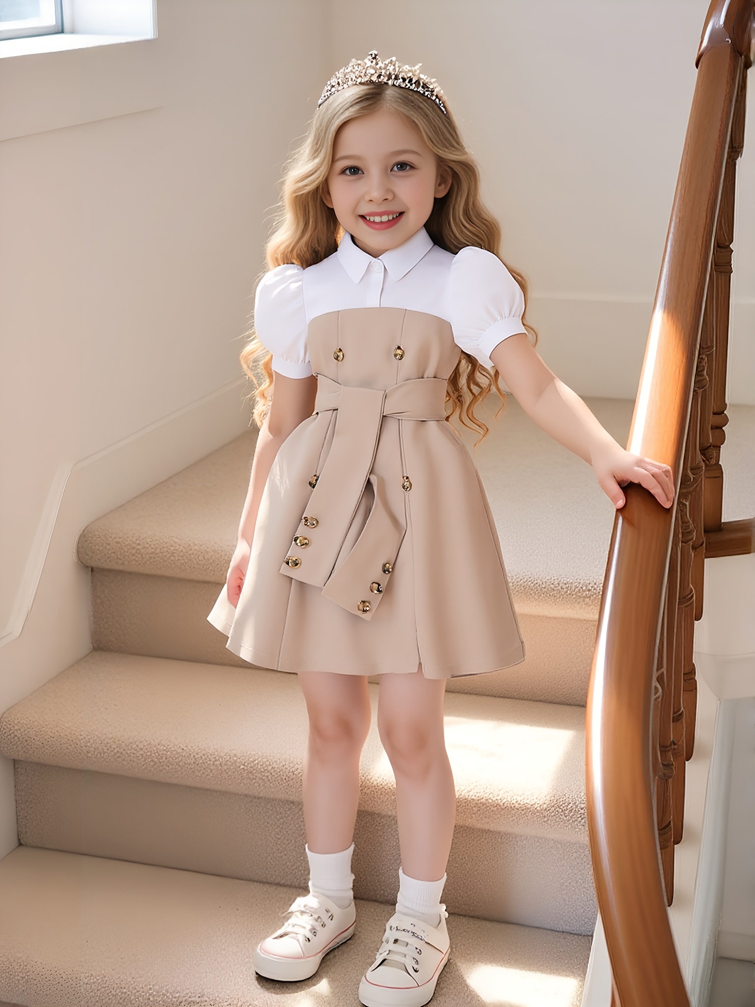 Robe Fille Été Manches Bouffantes