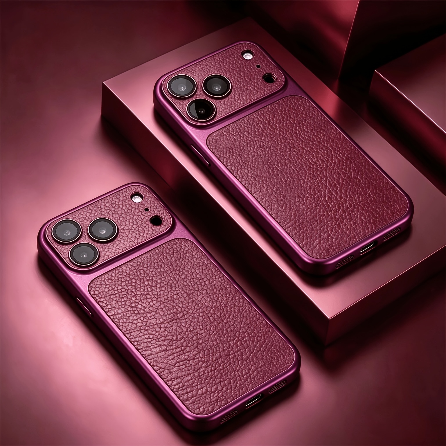 TEMU Phone Case - Elegant Retro Artificial Leather Matte Plating Phone Case For Business For Men And Women, Compatible With Iphone 18 Pro Max 18 Pro