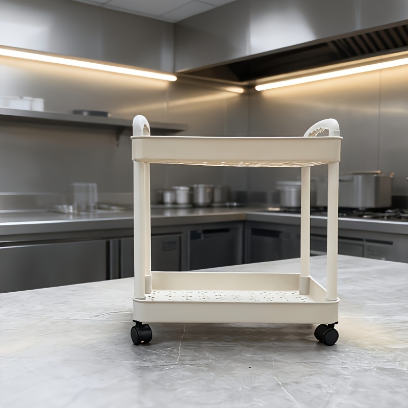 TEMU Double-layer Mobile Utility Cart, Kitchen Storage And Organizer Cart, Space-saving Mobile Storage Cart, Easy To Assemble, Multi-functional