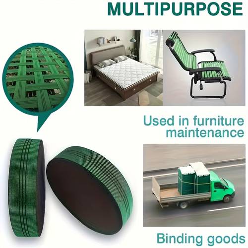 item picture 1pc heavy duty nylon sofa chair webbing green black striped stretch band suitable for armchair rocking chair dining chair seat cushion replacement backrest elastic furniture strap