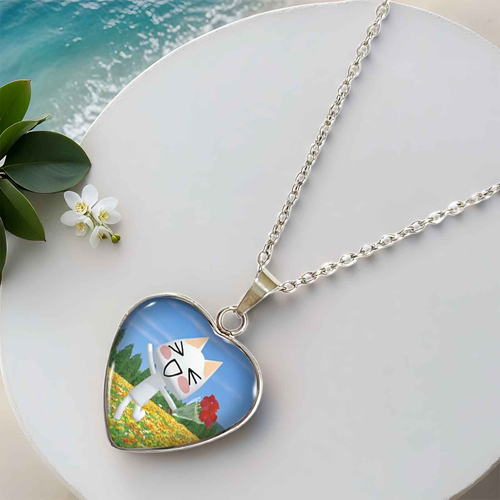 Heart-Shaped Cat Jumping Necklace, Everyday Wear