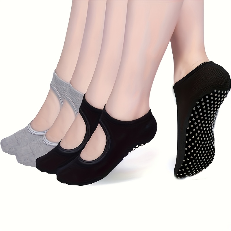4 Pairs Women'S Professional Yoga Socks with Anti-Slip Grip, Pure, Non-Slip Pilates Socks for Dance, Fitness, and Yoga, 
