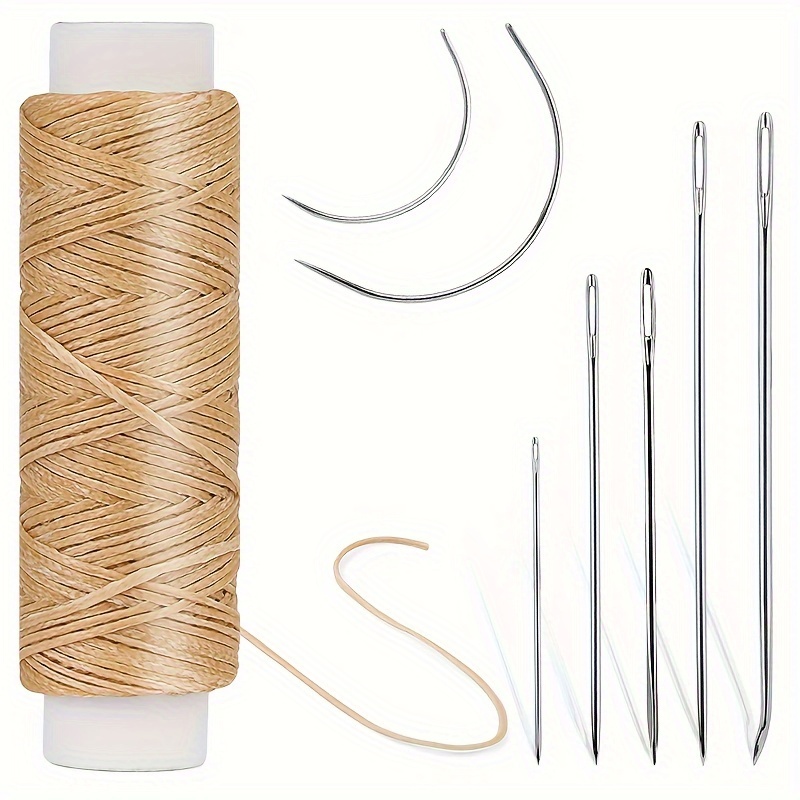TLKKUE Kit de hilo encerado para tapicería de cuero, 273 yardas, aguja de  coser recta, punzón recto, kit de costura de cuerda de cera resistente –  Yaxa Colombia