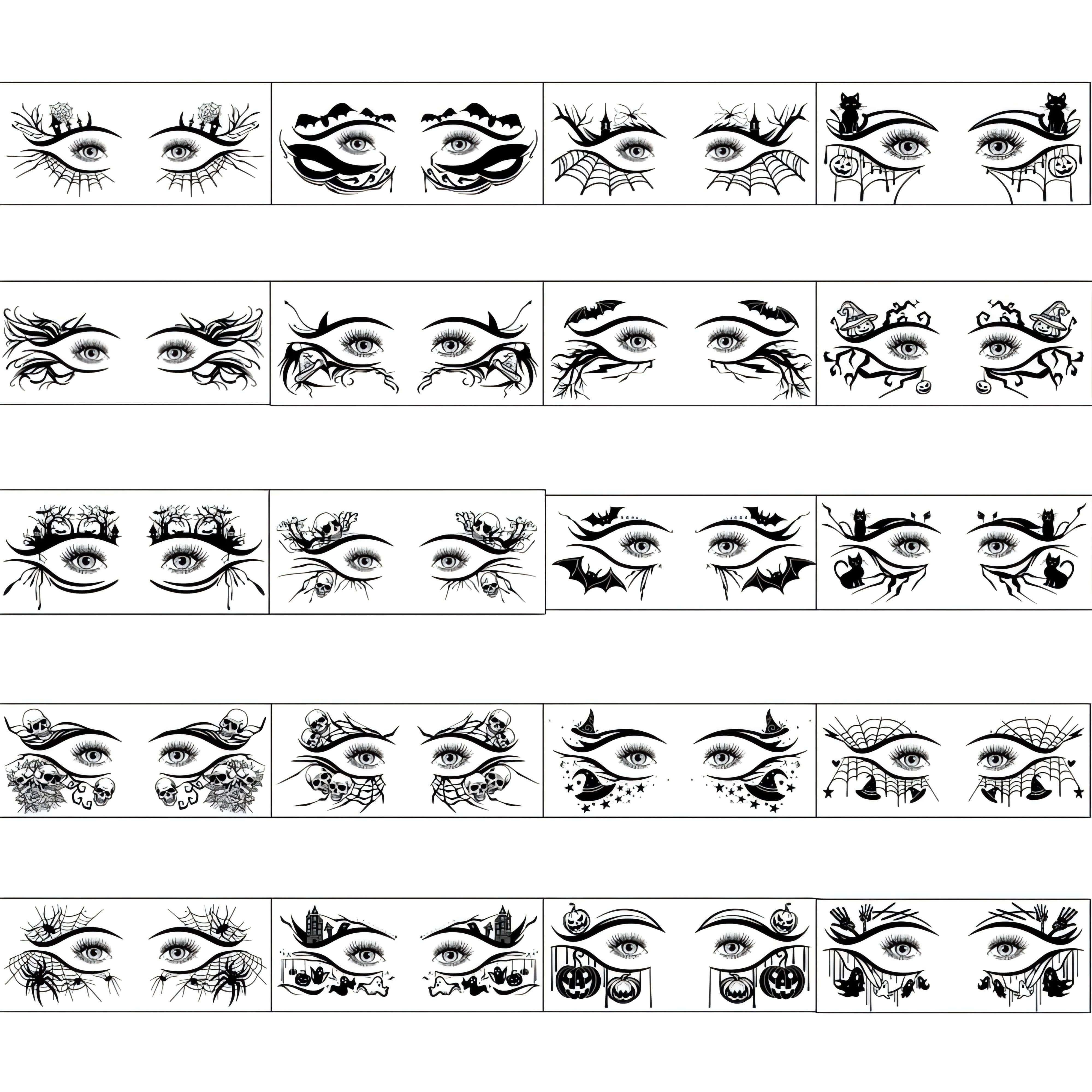 Aoved 20pcs Of Realistic Halloween Eye Tattoo Stickers - Waterproof, Sweatproof, And Reusable For 2 Days - Essential Halloween Makeup, Versatile , And Temporary Tattoo Designs