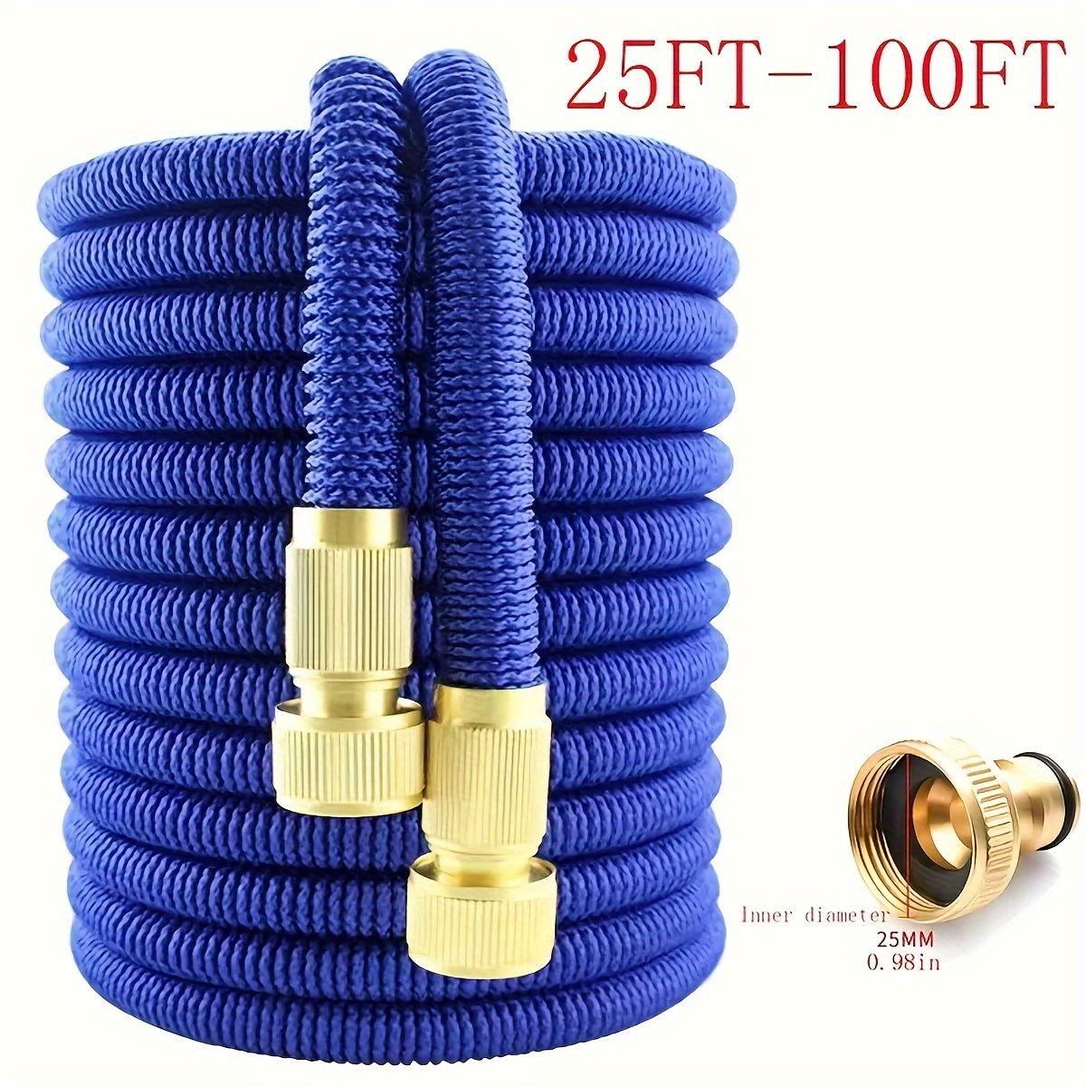 

Expandable Garden Hose Set, Polyurethane With High Strength Polyester Silk, Tpe Inner Layer, Includes Copper Connectors - Eu Standard, 3 Times Telescopic Multi-length Options - 25ft, 50ft, 75ft, 100ft