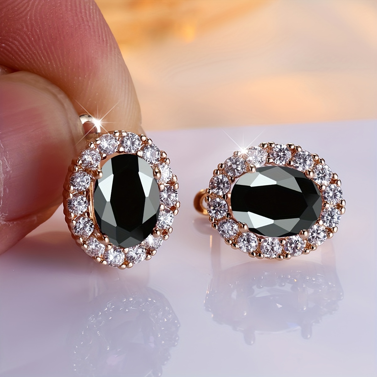 

1 Pair Oval Shape Earrings For Women Jewelry Luxury Golden Earrings