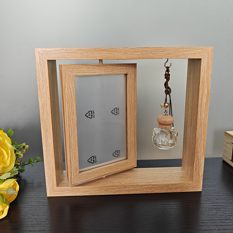 Wooden Pet Memorial 360° Rotating Double-sided Table Photo Frame With Pet Commemorative Cartoon Glass Bottle Pendant That Can Hold Pet Hair And Teeth, The Beautiful Your Pet