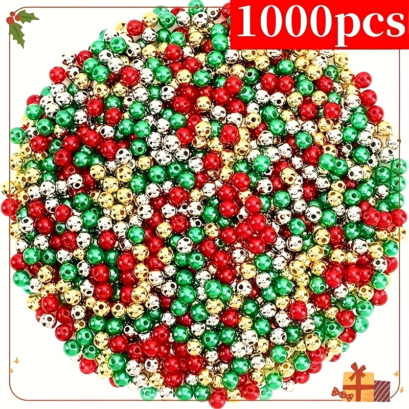 Image of 1000pcs 6mm Christmas Color Scheme, Acrylic Beads, Bracelets, Necklaces, Ornaments. Christmas, Gifts, Decorative Beads