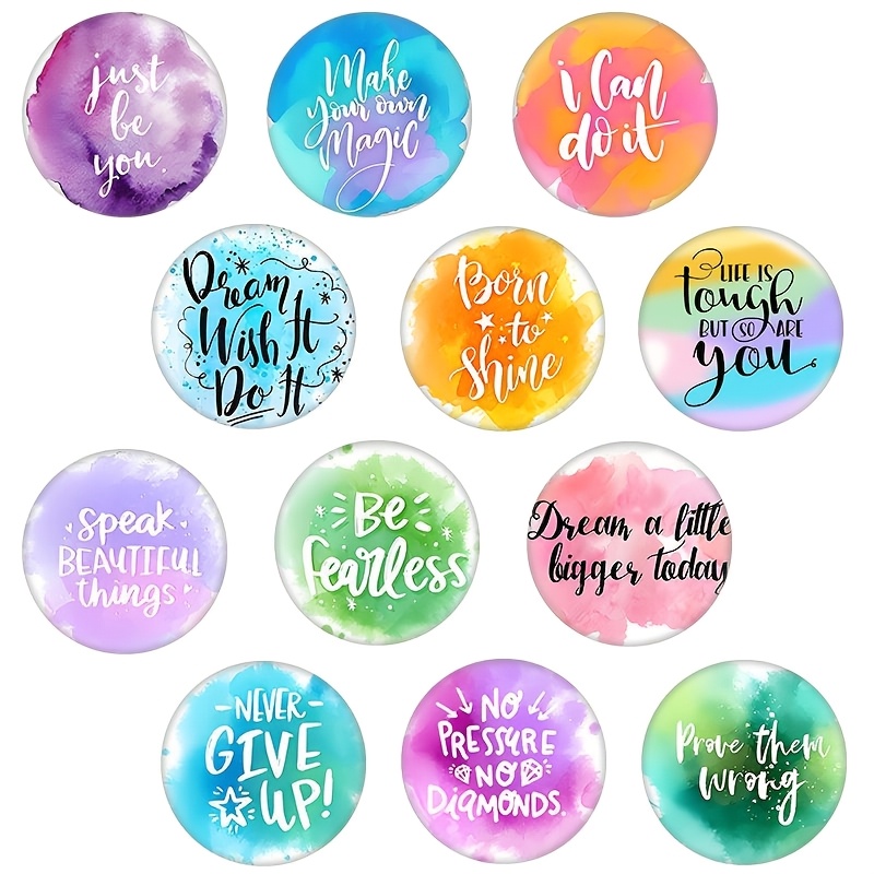 Image of Of Watercolor Pattern Fridge Magnets Featuring Inspirational Quotes, Designed For Decorating Refrigerator Doors And Leaving Messages