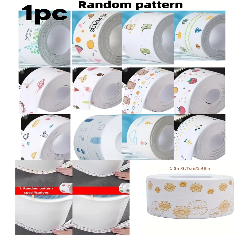 TEMU 1 Roll Of Random Pattern High-quality Bathroom Sealing Strip - A Self-adhesive Sealing Tape Used For Indoor Decoration, With Beautiful Seam