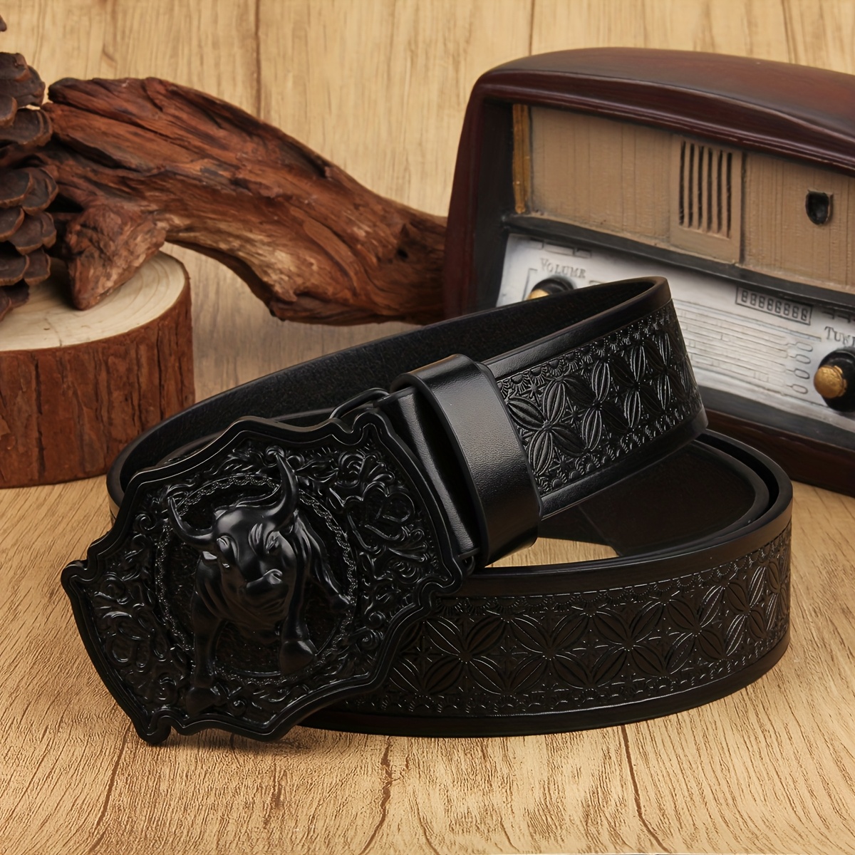 Retro Pattern Wide Waist Belt with Alloy Buckle