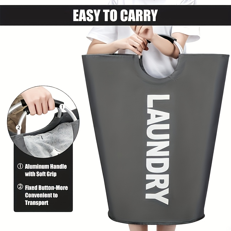 TEMU Large Laundry Basket With Foldable Laundry Bag, Independent High Hanger, Foldable , Of High Quality. The Handle Ring Adopts A Half Ring Design