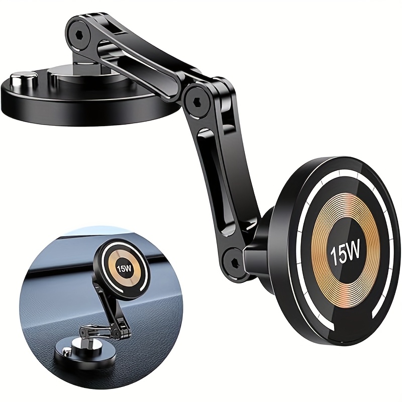 magnetic car charger for 15w wireless fast charging phone holder with   360 rotatable   alloy hands   stand