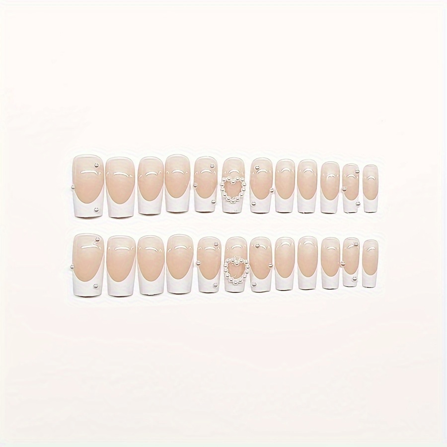 Ballerina Press Nails Medium White French Tip Nails Temu