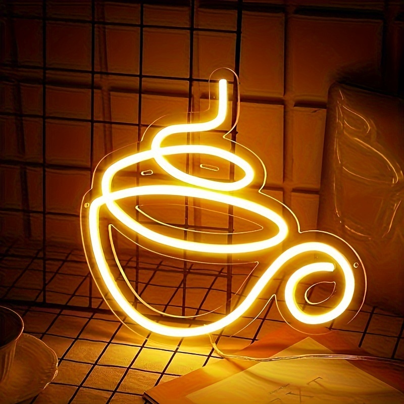 Fomzze Coffee Bar Neon Sign Led Neon Coffee Sign Wall Decor Modern Led Sign For Coffee Shop Coffee Bar Neon Sign For Coffee Art Party Decor, Usb Light Compatible With Laptop