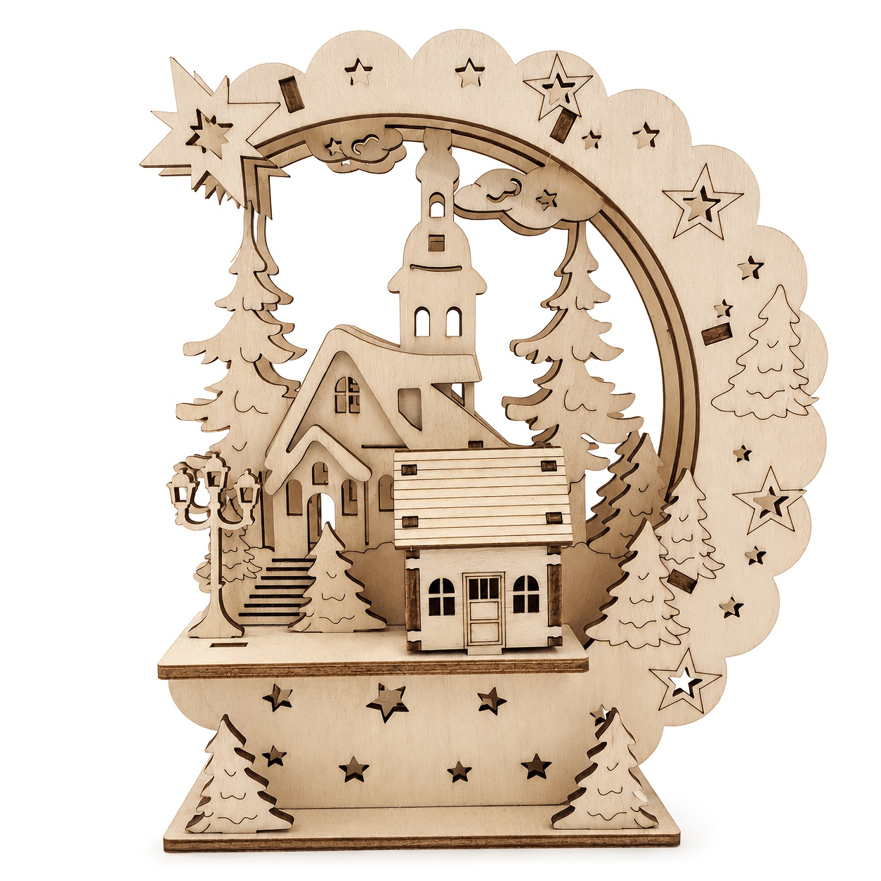 TEMU Wooden Thunder Christmas Small Cottage, Manual , Home Decor Ornament, Holiday Gift, Christmas Decoration