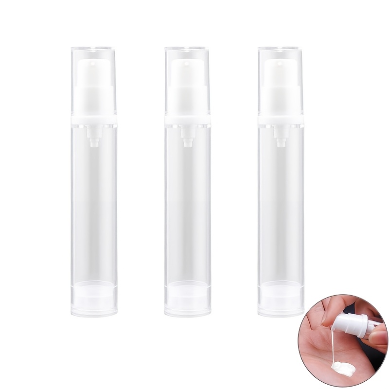 

3 flacons pompe airless vides de 10 ml, contenants cosmétiques transparents de voyage pour fond de DIY, maquillage, gel, essence, lotion, crème hydratante, rechargeables et plomb