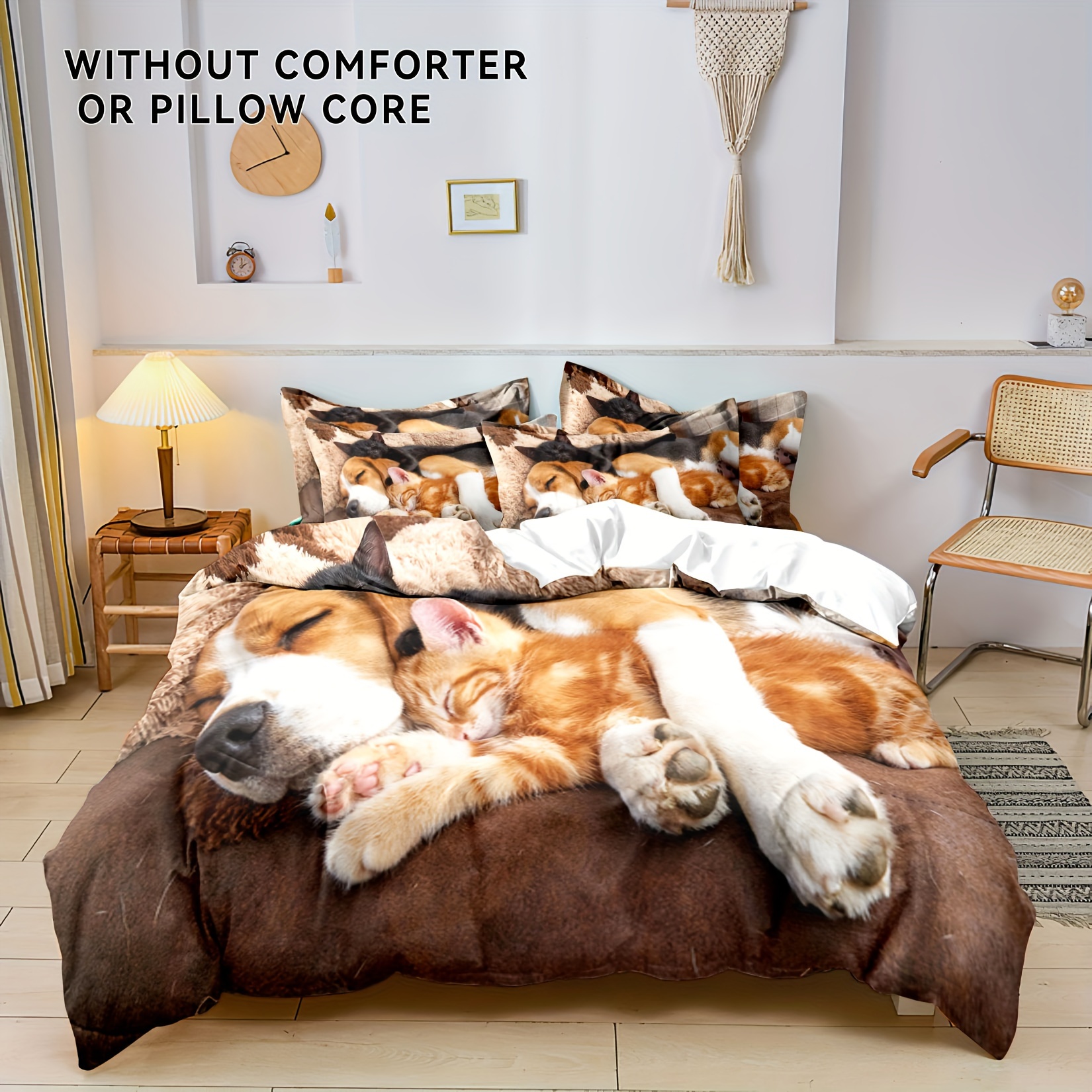 Polyester Dog Print Duvet Cover Set 1 Duvet Cover 2 Temu