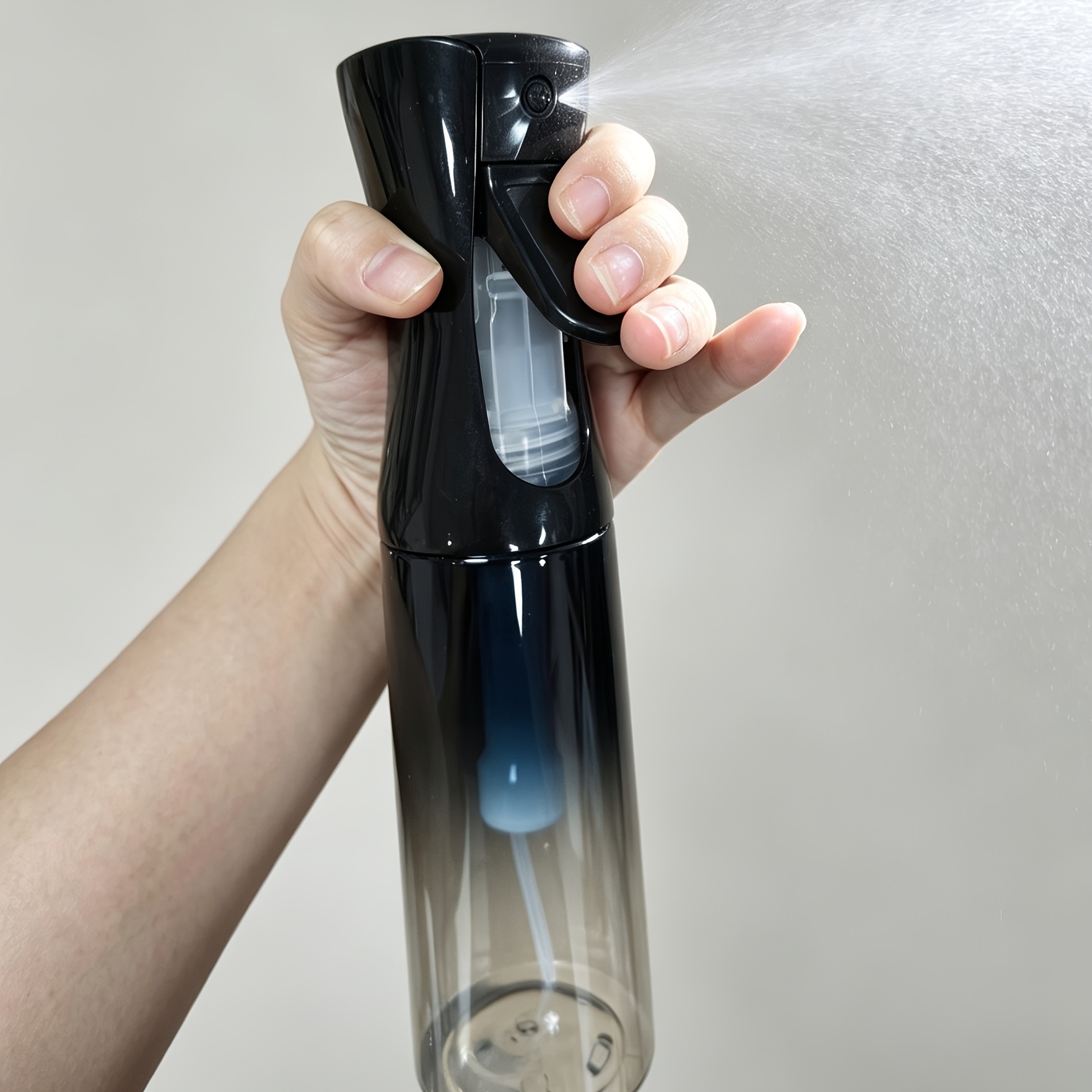 Image of 300ml Gradient Blue Spray Bottle, Fine Mist Water Sprayer For Hair Styling, Plant Misting, Cleaning, Empty Plastic Travel Bottle (300ml, Blue)