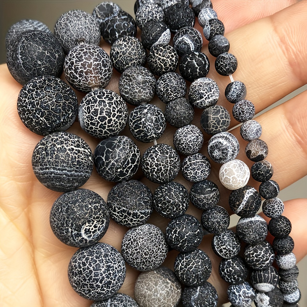 

Natural Frosted Black Agate Beads, Crackled Dragon Matte Stone, 91/61/46/36pcs Loose Spacer Beads, 4-10mm, Making, Unique Bracelets, Necklaces, Craft Supplies, Art & Sewing Supplies