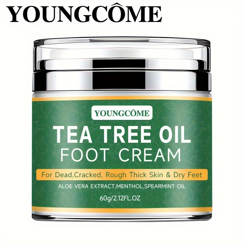 

30/60g Tea Tree Oil Foot Cream For Dry Cracked Skin, Aloe & Spearmint - Hydrates, Softens & Conditions Dry Cracked Feet, Heel Plant Squalane