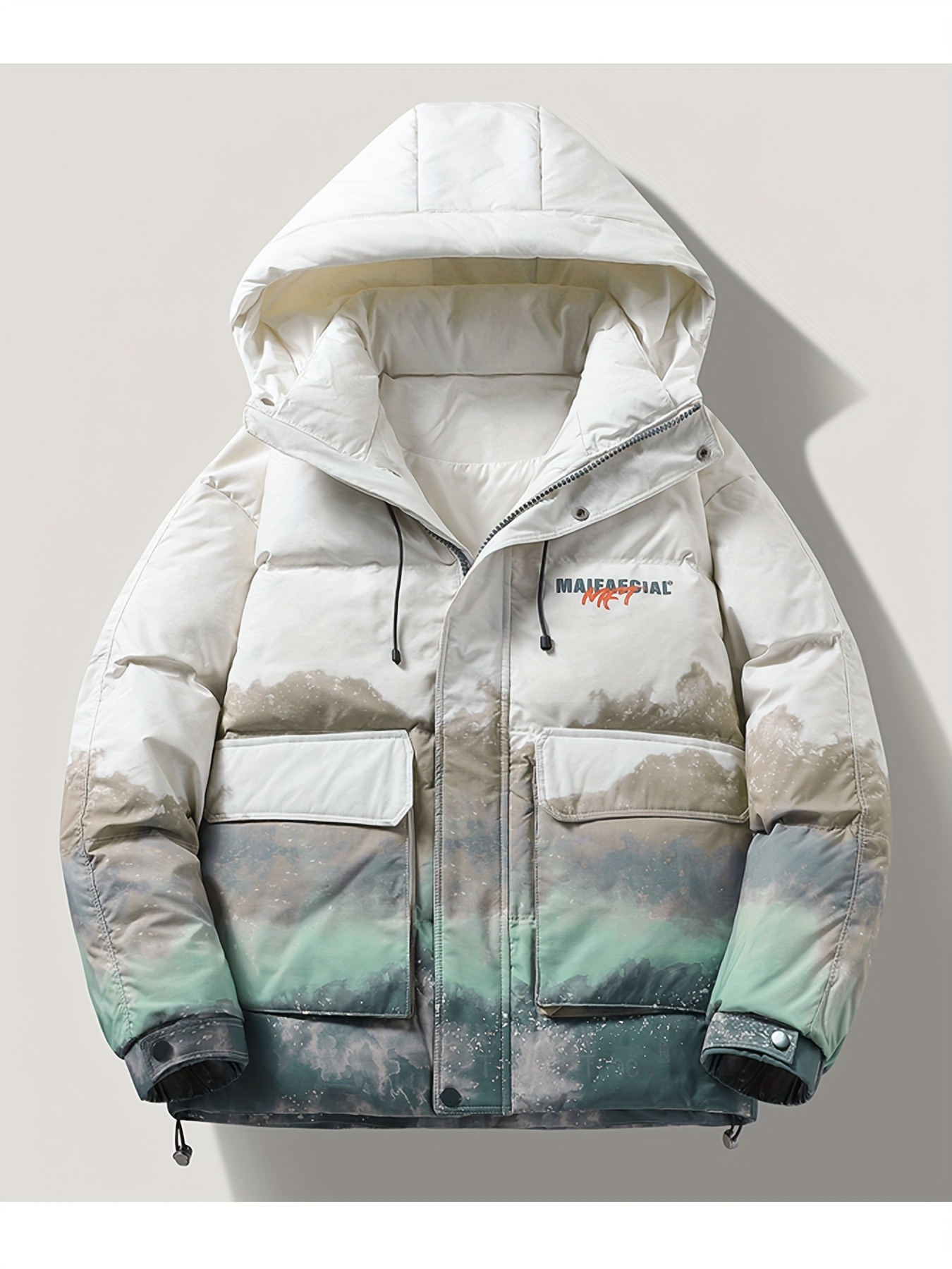 Men's Winter Hooded Down Jacket, Warm Gradient Coat