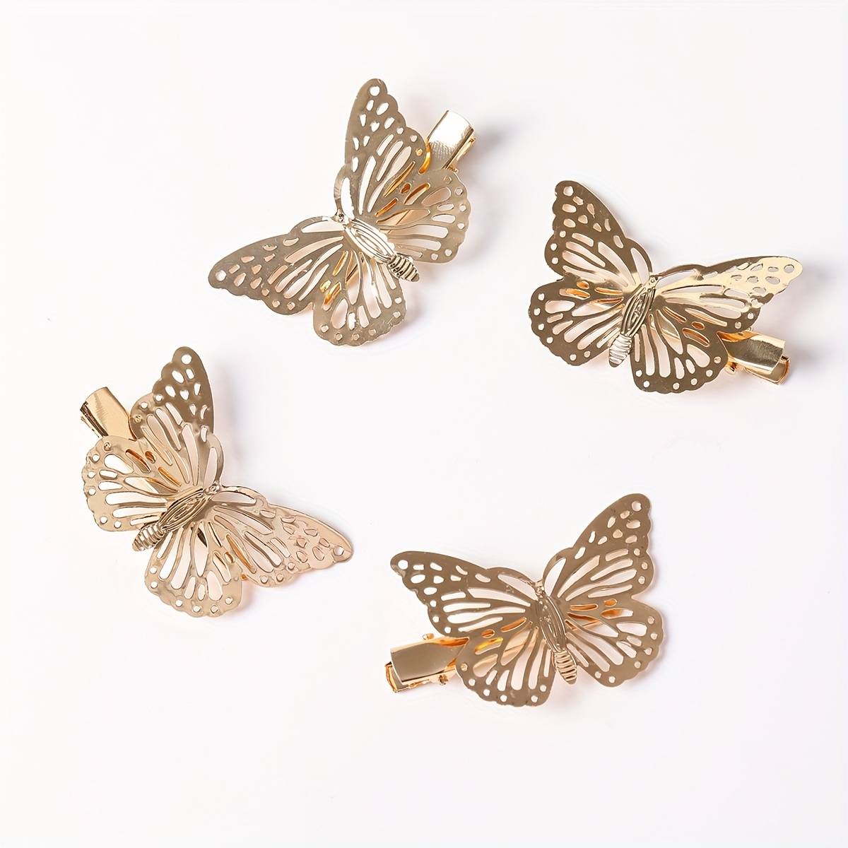 Image of Elegant 4pcs Hair Clip Set For Women - Chic Metal Barrettes, Accessories, Ins Fashion Style