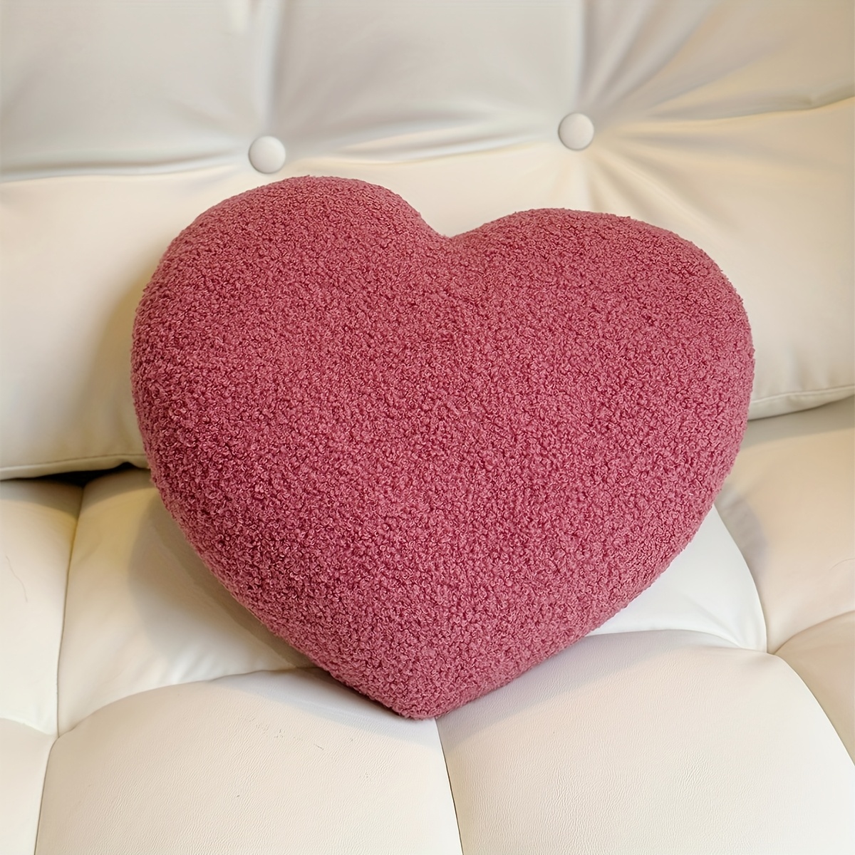 1pc Teddy Fleece Heart-shaped Pillow, Irregular Core Sofa Cushion
