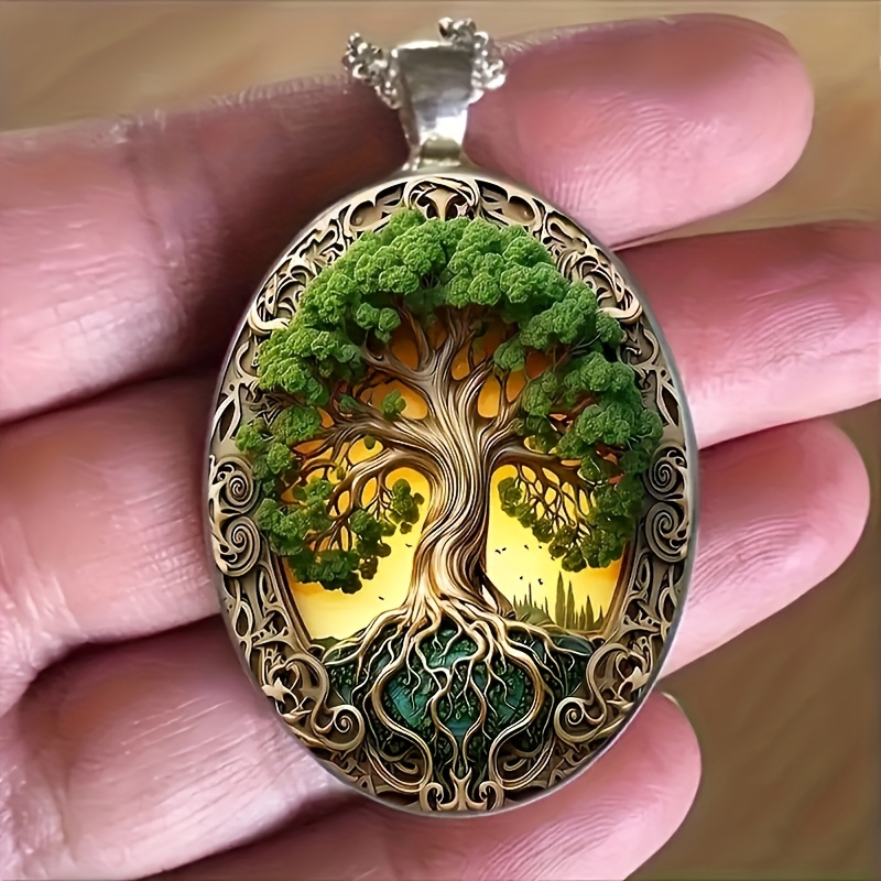 

Un Collier Vintage et Élégant avec un Pendentif en d'Arbre de Vie, Adapté aux Hommes et aux Femmes, un Cadeau de Fête