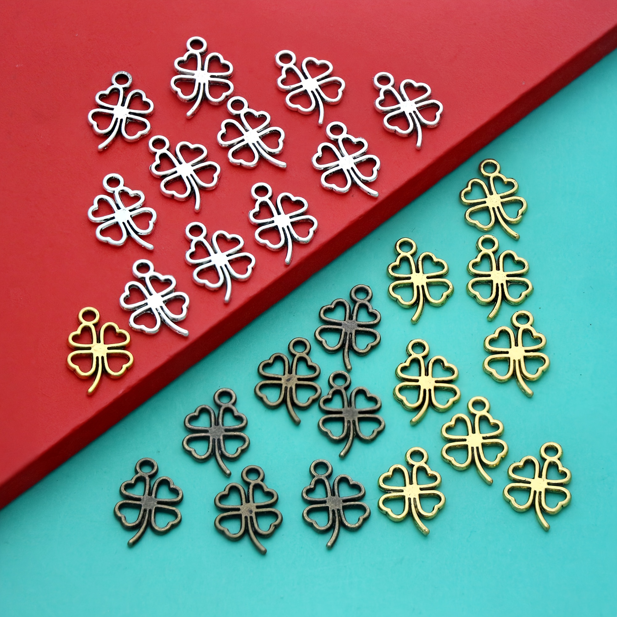 

Lucky Clover Charms, Alloy Pendants, Y2k Punk Hawaii Style, For Diy Jewelry Making, Bracelets, Necklaces, Keychains, Earrings, Bulk Crafting Supplies, Birthday Gifts