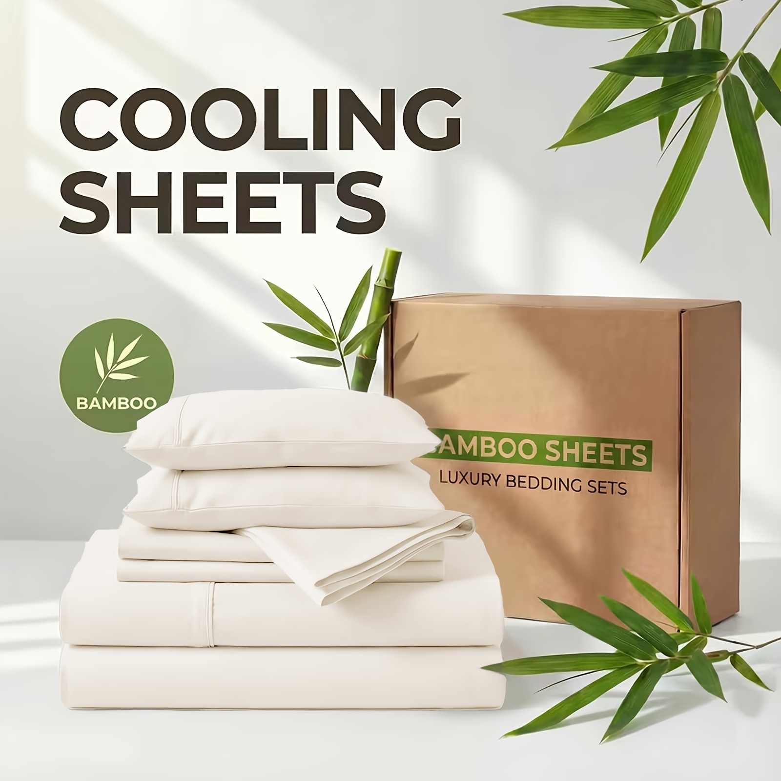 TEMU Bamboo Cooling Bed Sheet Set - Sheets With Deep Pocket Fitted Sheet, Cooling &breathable Fabric For Child, Shrink Kids Bedding Sets, Bed Sheet