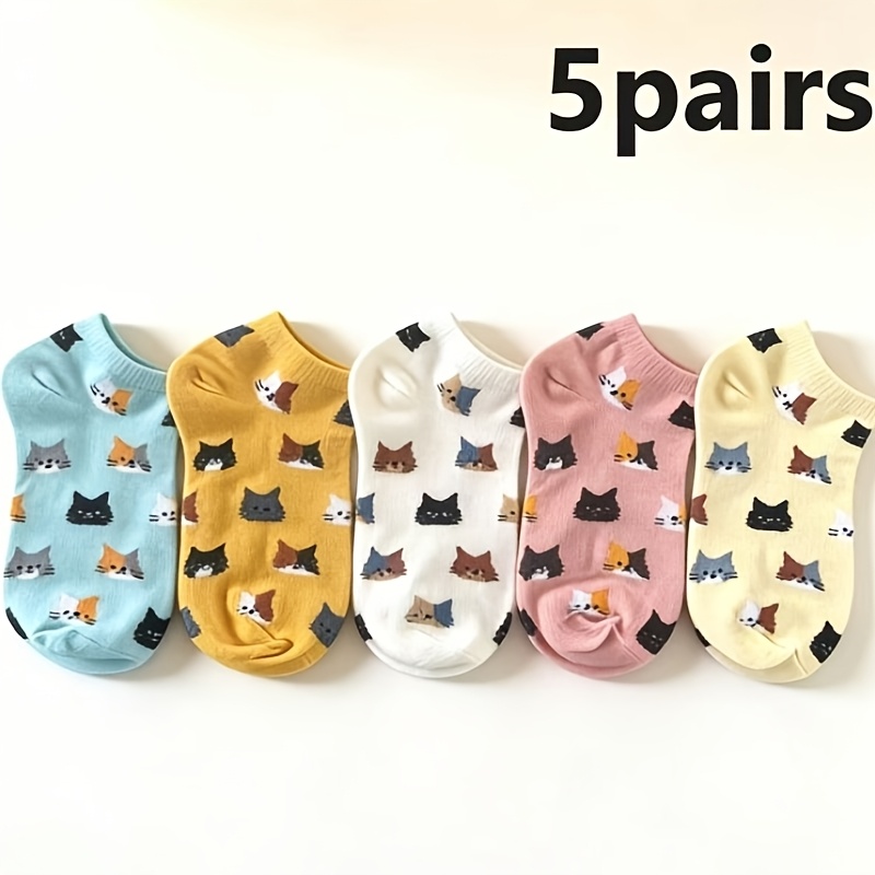 TEMU Lot de 5 paires ( adaptée pour les écoles, les fêtes et les tenues décontractées) - Chaussettes unisexes et mi-hautes à la cheville avec de