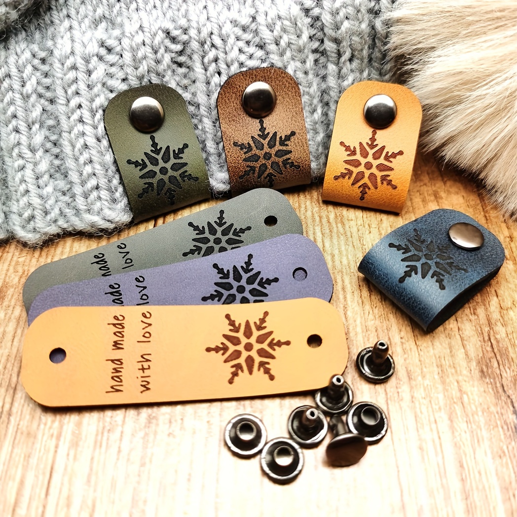 

10pcs Design Leather Tags With Metal Eyelets & Screws - Olive Green, Brown, Gray, Orange, , Dark Brown, Black - Crafting And Diy Projects, Decoration Tags|embossed Leather Tags| Leather Tags