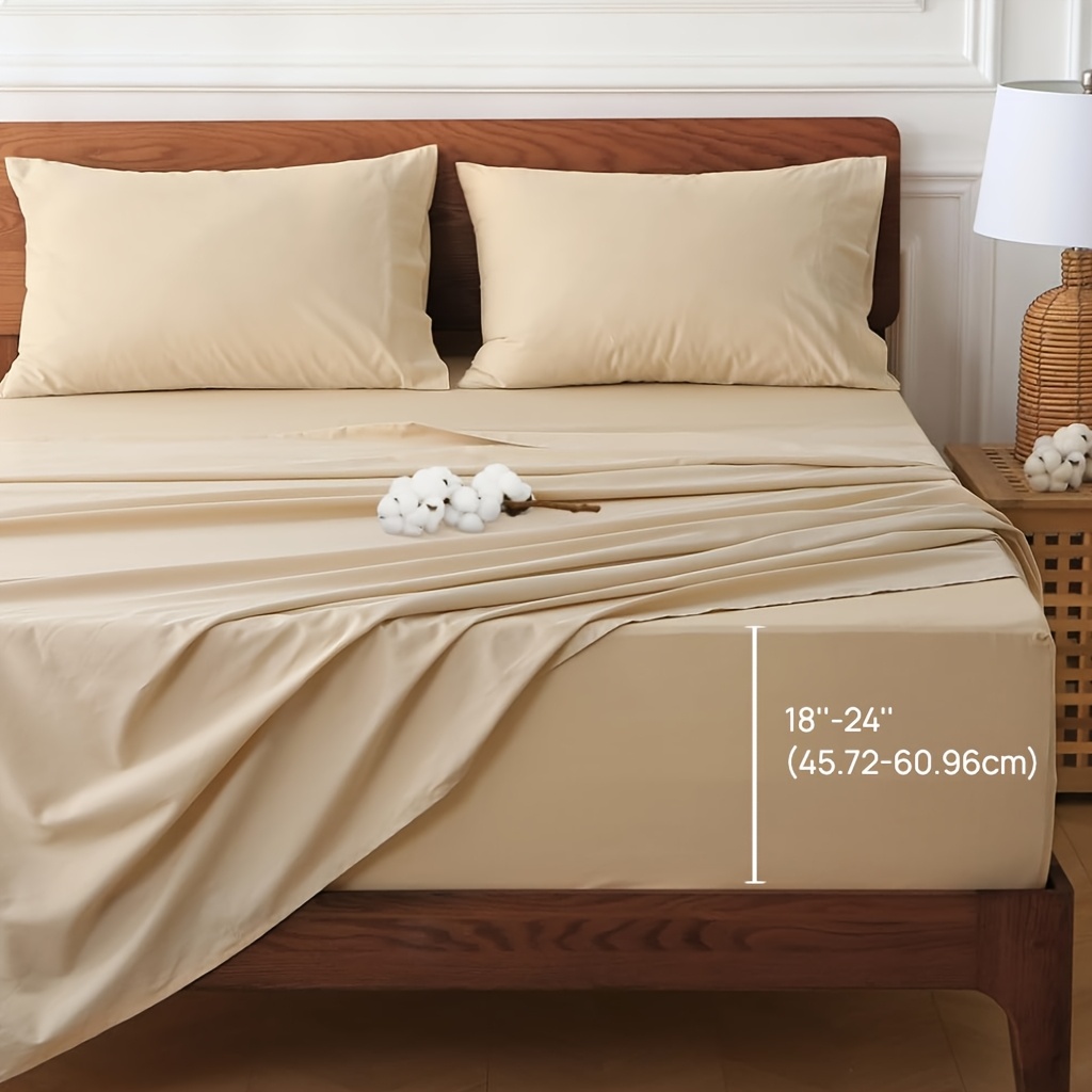 TEMU 4pcs Cooling Bed Sheet Set, Full/queen/king/california King Fitted Sheet Set, Bedding, , Christmas Gift, Includes Flat Sheet, Deep Pocket Fitted