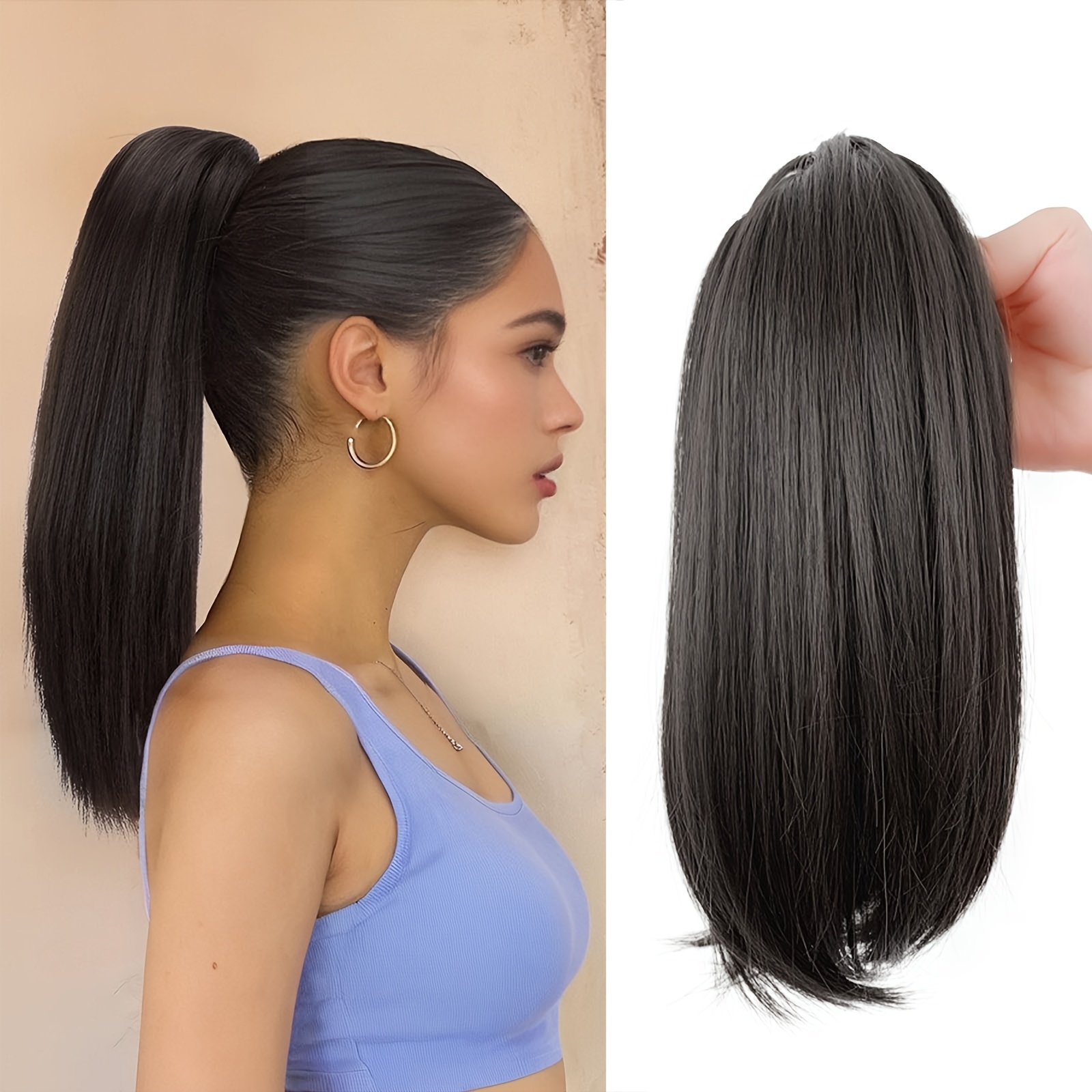 Image of 12inch Ponytail Extensions Short Curly Ponytail Claw Clip Synthetic Hairpieces Wig Extensions Invisible Instant Pony Tail For Women - Perfect For Parties, Cosplay, Halloween, Christmas
