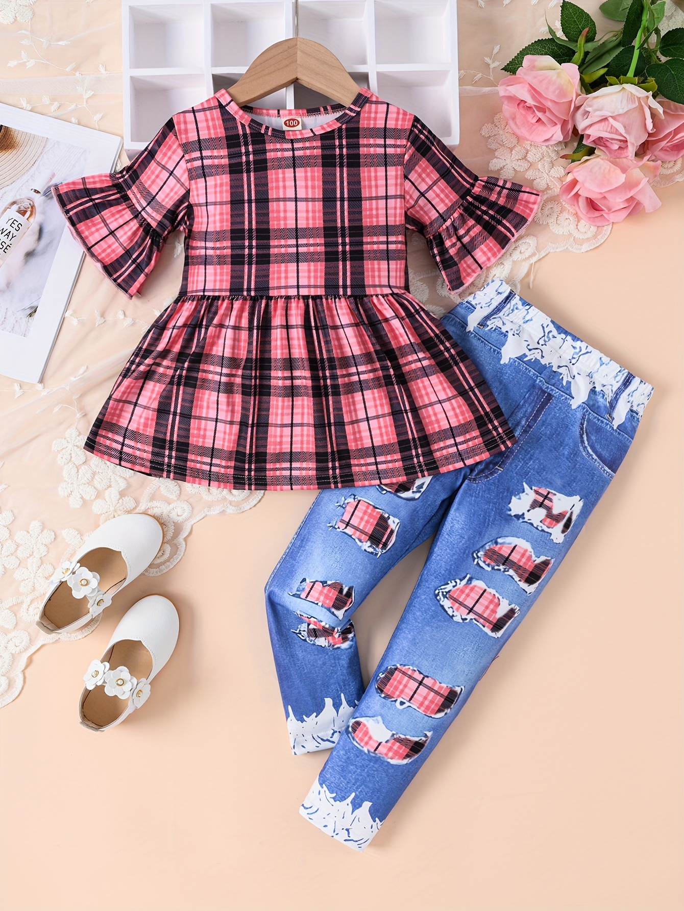 Conjunto de Blusa de manga larga y pantalones con estampado de