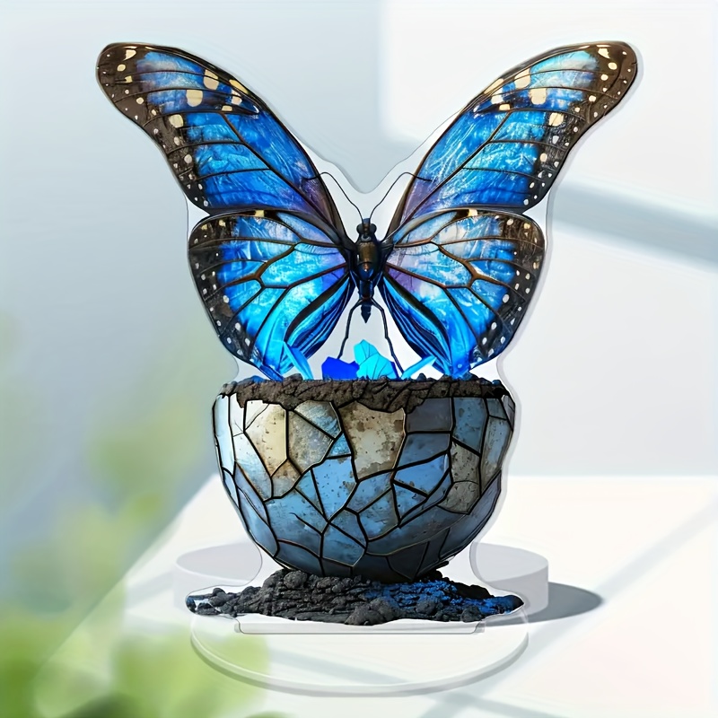 

Elegant Acrylic Planter - 7.5"x6.9" Chic Desk Decor For , Unique Gift For Butterfly Enthusiasts