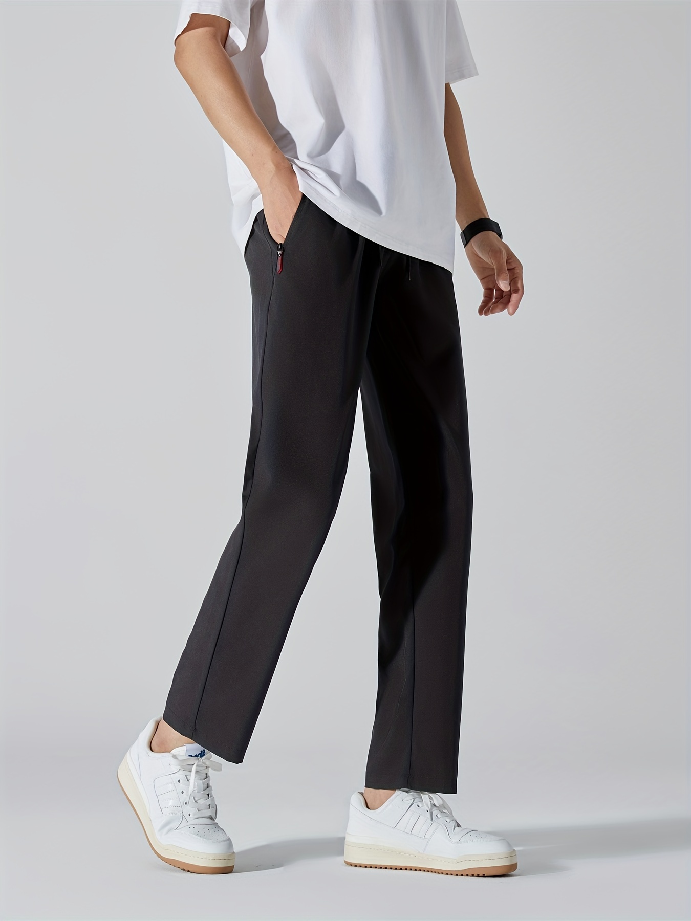 Herren Sommer leichte lässige Sporthose, Herren Knöchellange Hose mit Taschen und Kordelzug, athletisch 5